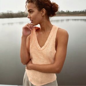 Free People Women’s Racerback Care FP Slim n' Simple Tank In Tangerine Size M